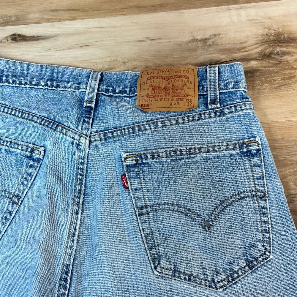 Vintage Levi's 505 Jeans Mens 34x32 Straight Light Washed Out Distressed Y2K USA